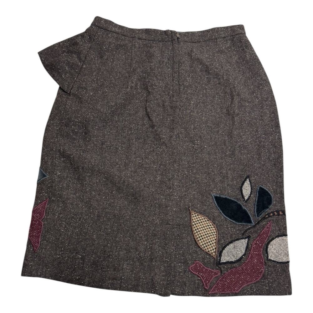 Anthropologie Brown Maxi Skirt with Multicolor Leaf Appliqué - Picture 13 of 13